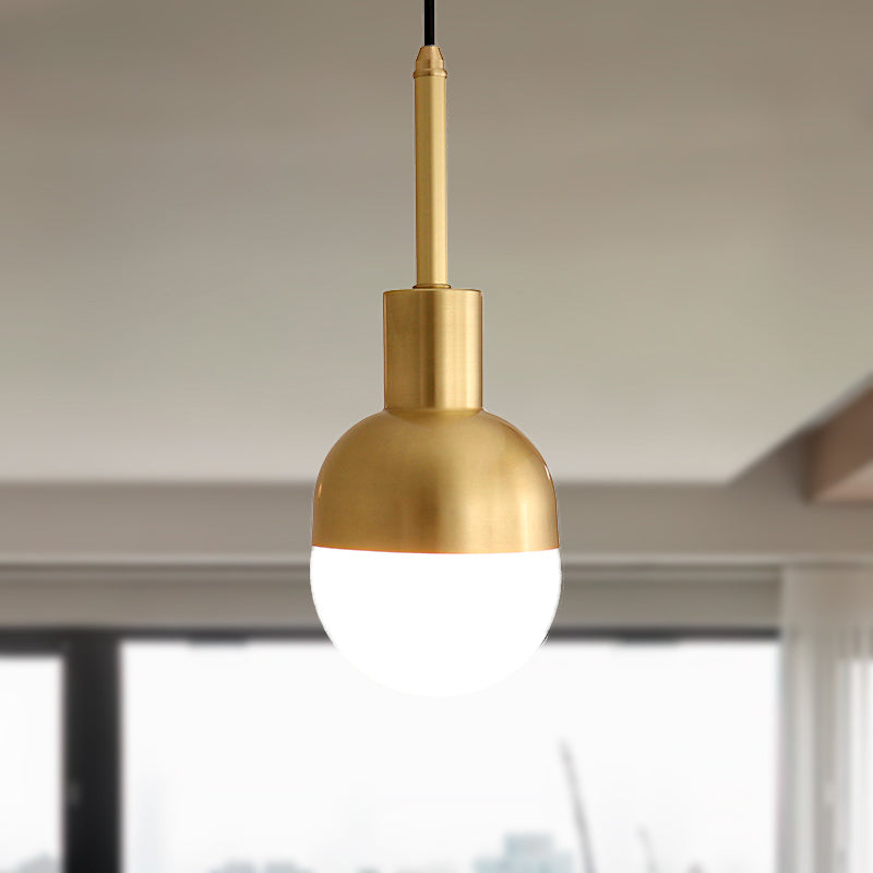 Gold Milk Glass Ball Pendant Lamp: Modernist 1-Light Ceiling Fixture For Living Room