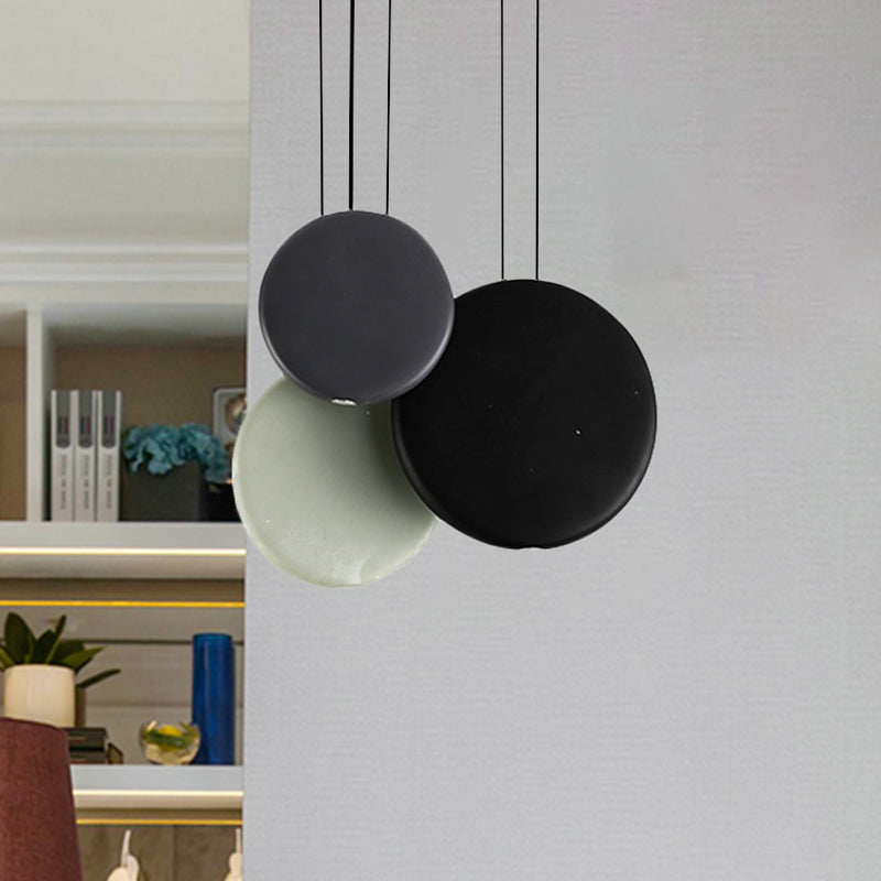 Modern Black And White Pendant Lights With Round Resin Shade 3 / Black-White Warm