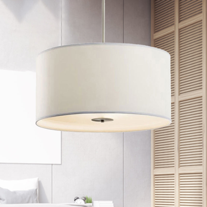 Contemporary White Fabric Led Cylinder Pendant Lamp - 16’/19.5’/23.5’ Dia / 19.5’