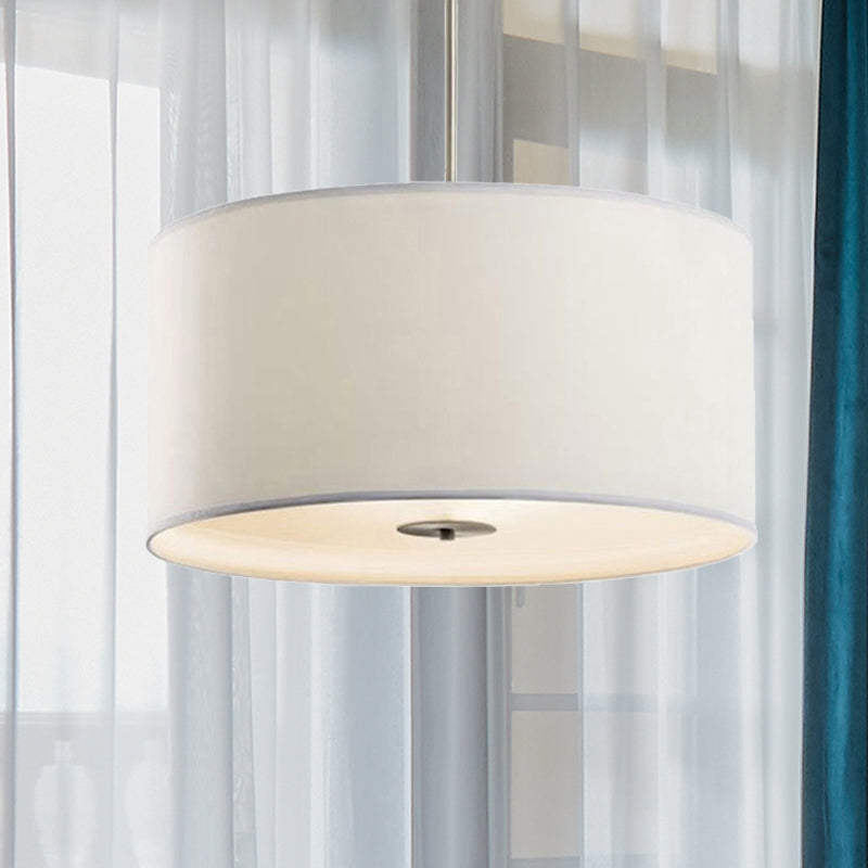Contemporary White Fabric Led Cylinder Pendant Lamp - 16’/19.5’/23.5’ Dia / 16’