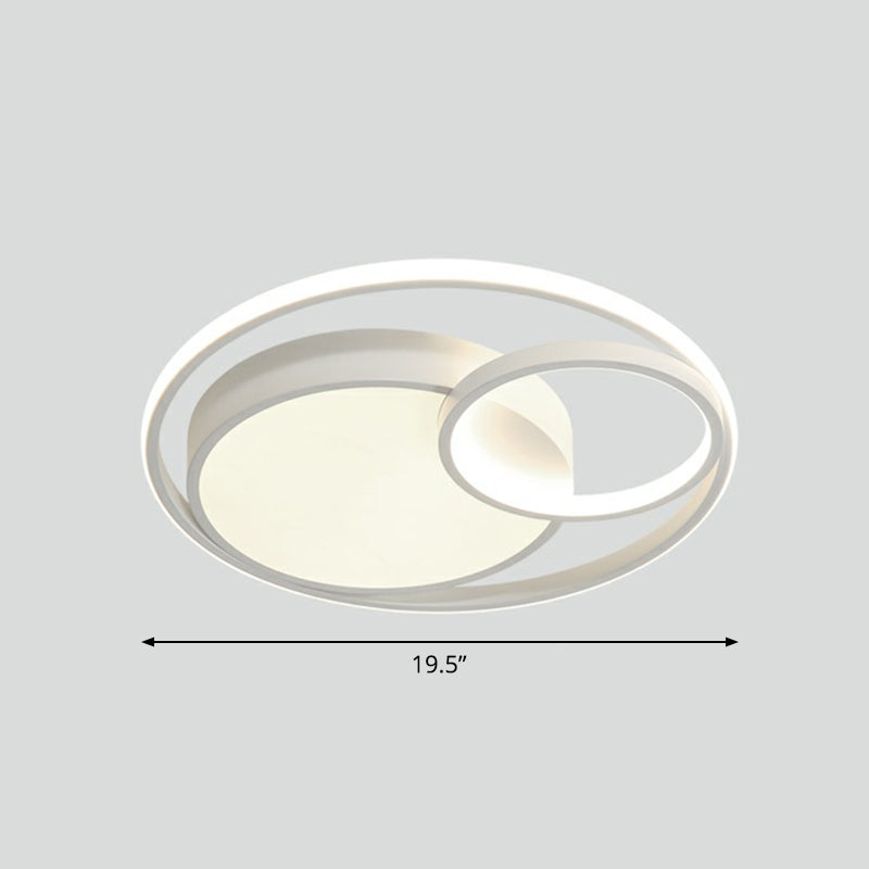 Circular Led Ceiling Light With Metallic Simplicity And Acrylic Diffuser - Flush Mount White / Large