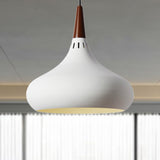 8/11/12W Teardrop Pendant Light Nordic Metal Black/White/Pink Hanging White / 8