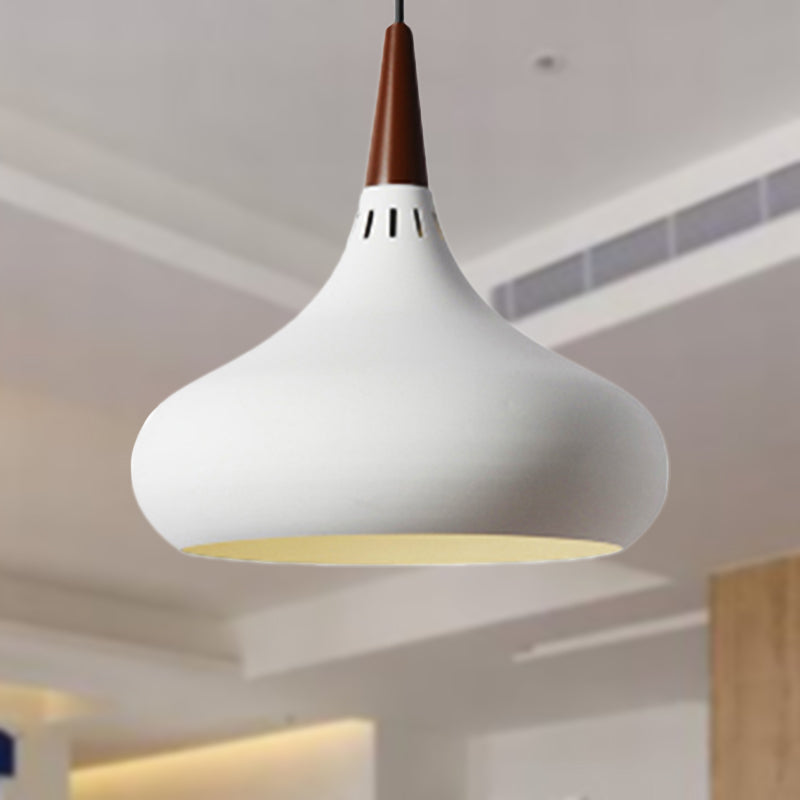 8/11/12W Teardrop Pendant Light Nordic Metal Black/White/Pink Hanging