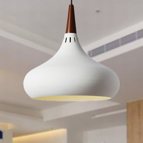 8/11/12W Teardrop Pendant Light Nordic Metal Black/White/Pink Hanging