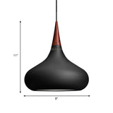 8/11/12W Teardrop Pendant Light Nordic Metal Black/White/Pink Hanging