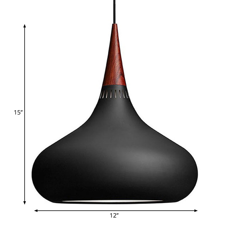 8/11/12W Teardrop Pendant Light Nordic Metal Black/White/Pink Hanging