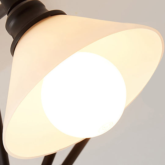 Simple Style 6-Light Metal Chandelier For Living Room With Conical Shade