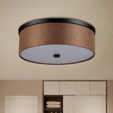 Fabric Brown Modern Led Flush Mount Ceiling Fixture 16’/19.5’ Diameter
