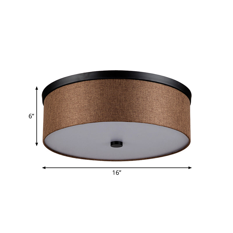 Fabric Brown Modern Led Flush Mount Ceiling Fixture 16’/19.5’ Diameter