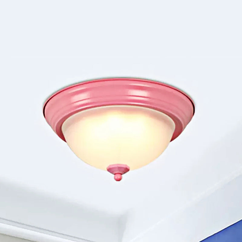Flush Mount Milk Glass Macaron Loft Ceiling Light For Hallway Bathrooms Pink / 13