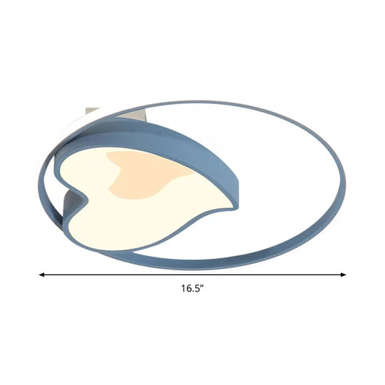 Blue Acrylic Ring & Heart Ceiling Lamp - Kid Bedroom Macaron Loft Flush Light