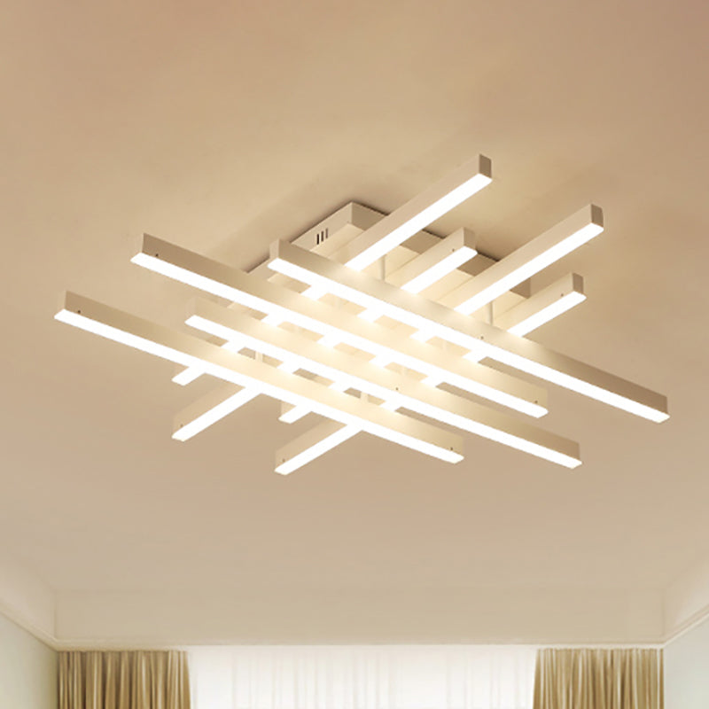 Modern Led Flushmount Lighting For Living Room - 31’/39’ Wide Traverse Acrylic Shade Lamp In