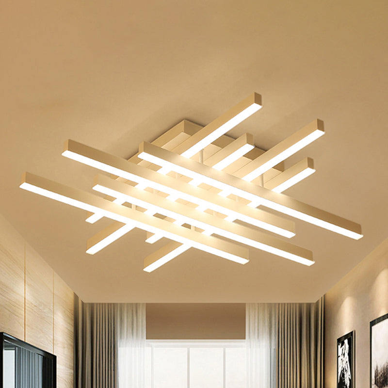 Modern Led Flushmount Lighting For Living Room - 31’/39’ Wide Traverse Acrylic Shade Lamp In