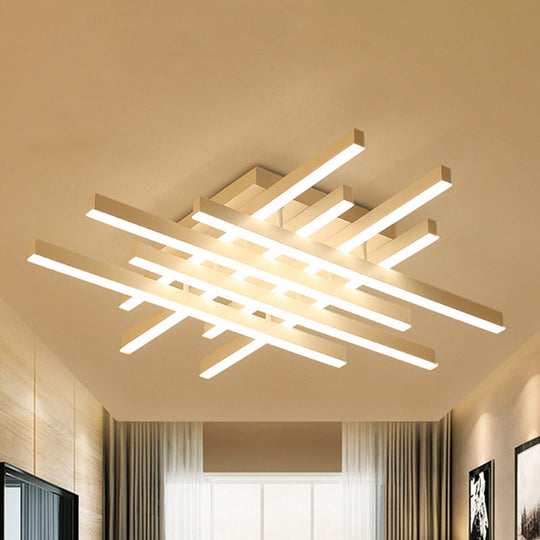 Modern Led Flushmount Lighting For Living Room - 31/39 Wide Traverse Acrylic Shade Lamp In