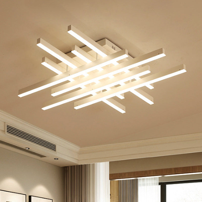 Modern Led Flushmount Lighting For Living Room - 31’/39’ Wide Traverse Acrylic Shade Lamp In