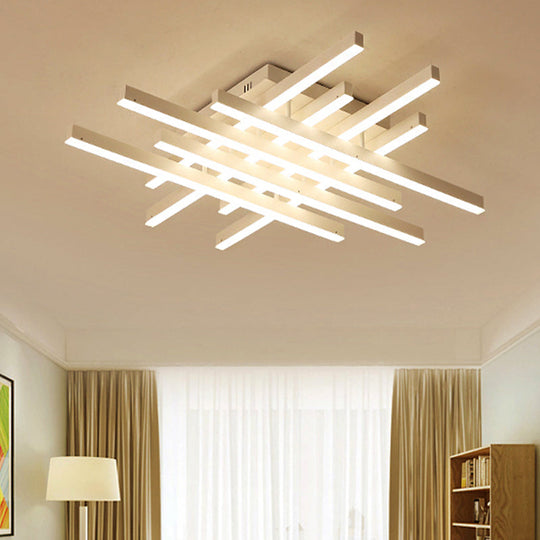 Modern Led Flushmount Lighting For Living Room - 31’/39’ Wide Traverse Acrylic Shade Lamp In