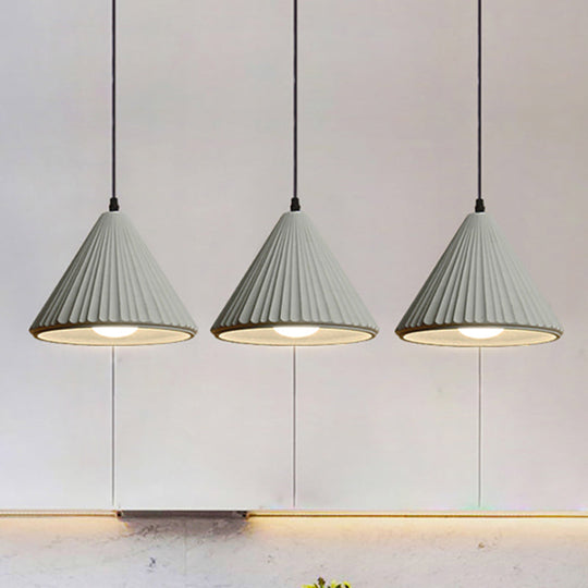 Modern Cement Cone Pendant Lamp For Office Kitchen - One Light Fluted Ceiling