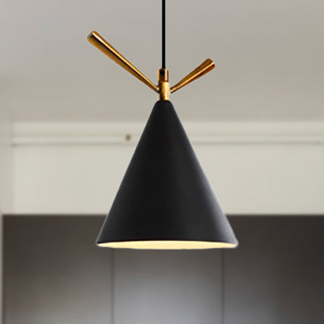 Nordic Style Cone Pendant Light - Metal Hanging Lamp For Restaurant & Coffee Shop Black
