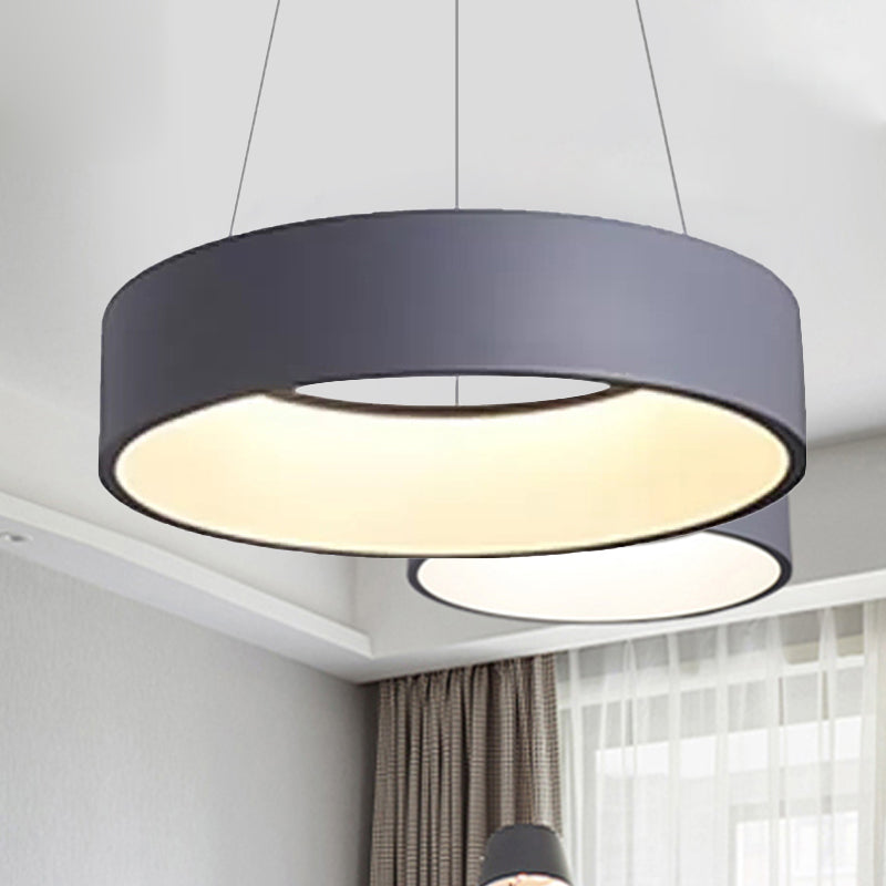 Minimalist Metal Ring Ceiling Light - 18/23.5/31.5 Dia White/Gray/Black Integrated Led Pendant