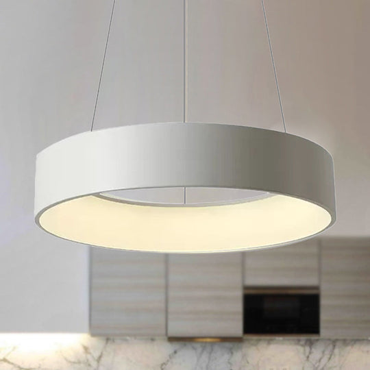 Minimalist Metal Ring Ceiling Light - 18/23.5/31.5 Dia White/Gray/Black Integrated Led Pendant