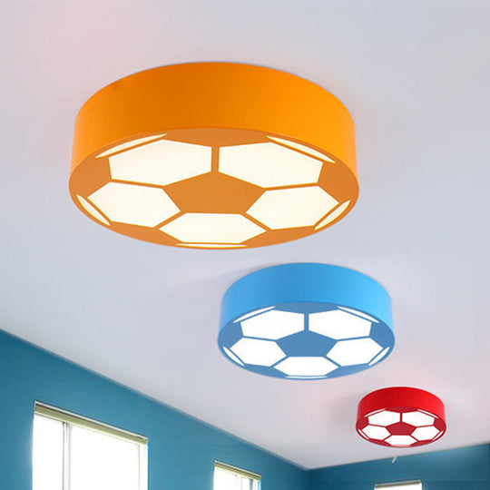 Kid’s Bedroom Acrylic Flat Football Ceiling Mount Light - Sports Theme Lamp