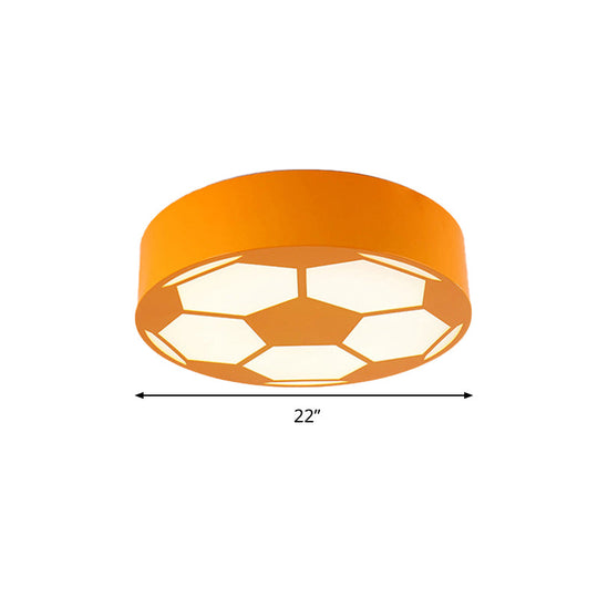 Kids Bedroom Acrylic Flat Football Ceiling Mount Light - Sports Theme Lamp