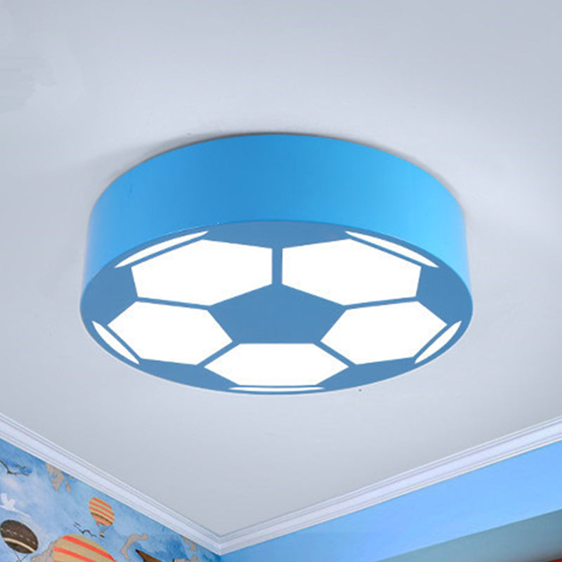 Kids Bedroom Acrylic Flat Football Ceiling Mount Light - Sports Theme Lamp Blue / 18 White