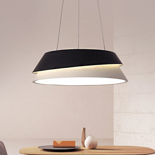Modern Black Cone Pendant Light Kit With Acrylic Led In Warm/White