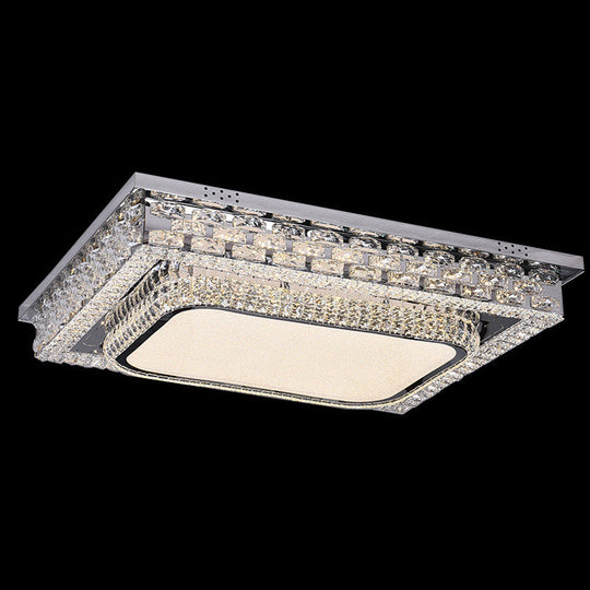 Modern Beveled Crystal Clear Led Ceiling Flushmount For Bedroom / 43’
