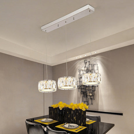 Minimalist Clear K9 Crystal Led Multi Pendant Ceiling Light For Round Dining Room 3 /