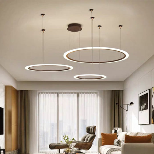 Led Acrylic Chandelier - Modern Multi-Circle Suspension Lamp For Living Room Ceiling