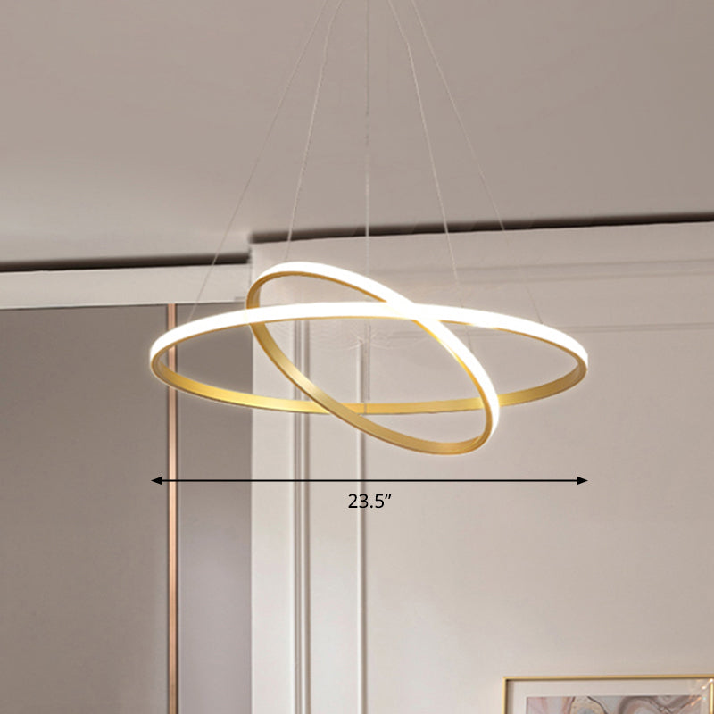 Aluminum Led Ring Chandelier - Perfect For Restaurant Lighting Gold / 2 Tiers 23.5