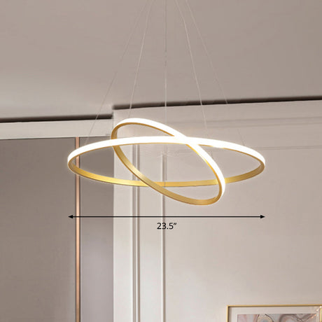 Aluminum Led Ring Chandelier - Perfect For Restaurant Lighting Gold / 2 Tiers 23.5
