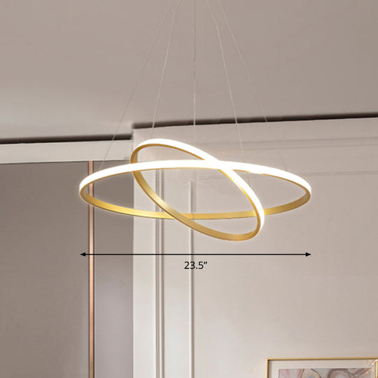 Aluminum Led Ring Chandelier - Perfect For Restaurant Lighting Gold / 2 Tiers 23.5