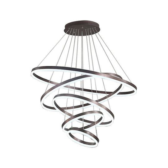 Minimalist Acrylic Loop Chandelier Led Suspension Light - Elegant Coffee Finish