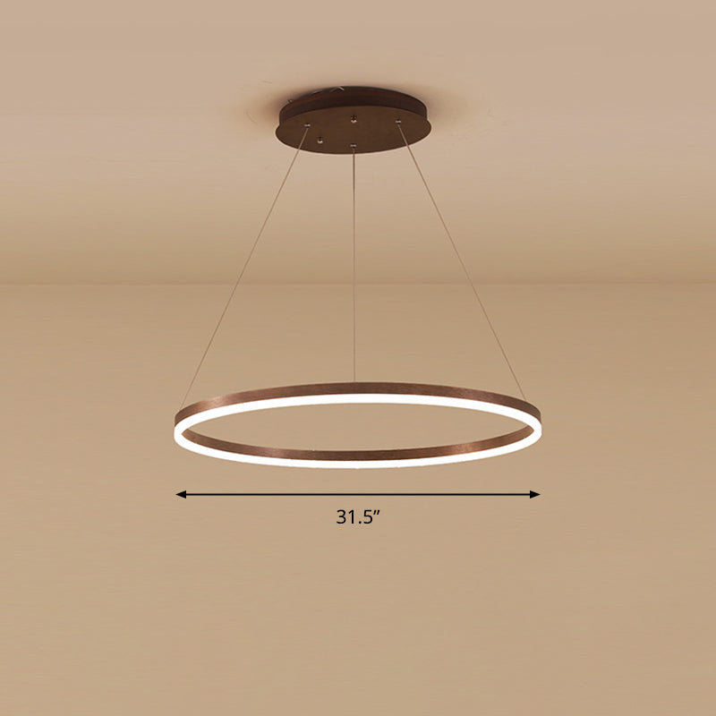 Minimalist Acrylic Loop Chandelier Led Suspension Light - Elegant Coffee Finish / 1 Tier 31.5’
