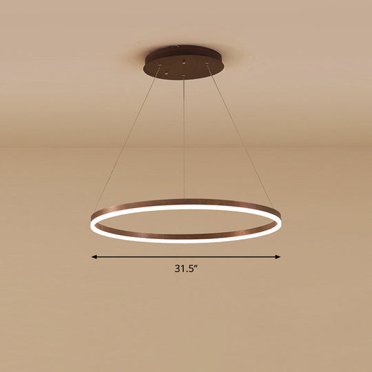 Minimalist Acrylic Loop Chandelier Led Suspension Light - Elegant Coffee Finish / 1 Tier 31.5’