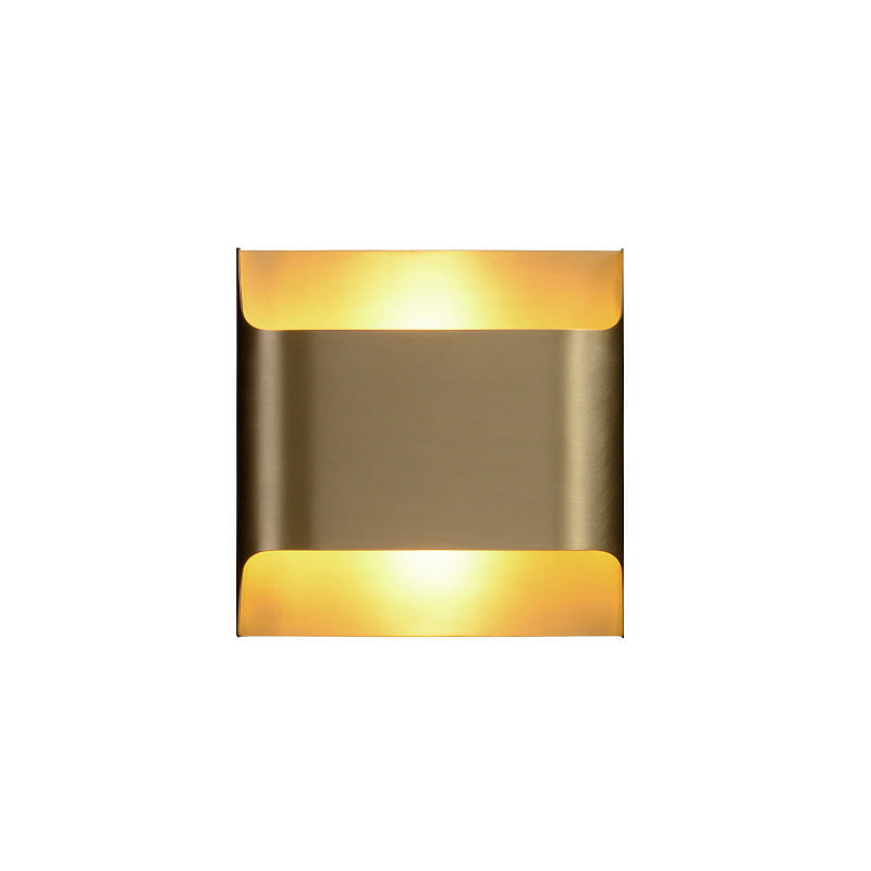 Golden Flush Wall Sconce - Modern Metal Light For Stairs