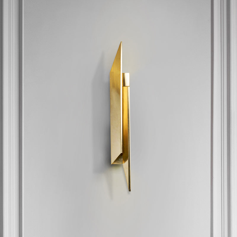 Gold Art Deco Led Wall Lamp: Quadrilateral Metallic Sconce For Bedroom