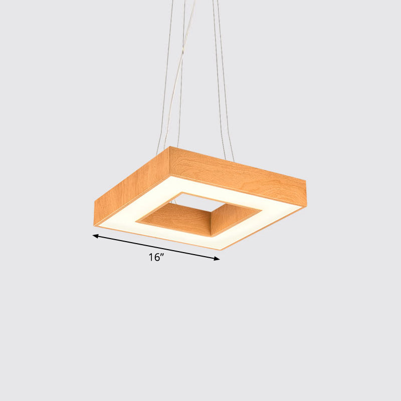 Modern Metal Led Chandelier - Light Wood Square Suspension For Offices / 16 Third Gear