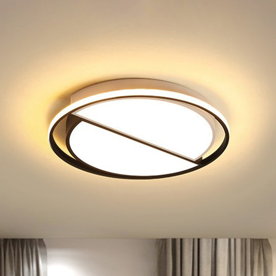 Black Led Flush Mount Half - Circle Acrylic Ceiling Lamp For Study Room
