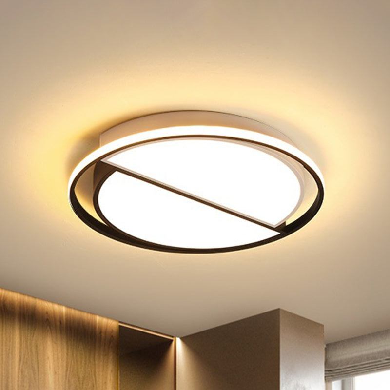 Black Led Flush Mount Half - Circle Acrylic Ceiling Lamp For Study Room
