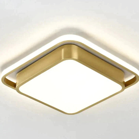 Copper Living Room Lamp Square Led Ceiling Trichromatic Light