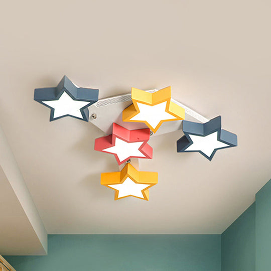 Stylish Acrylic Starry Flush Ceiling Light For Kids Bedroom - Nordic Style With Colorful Led