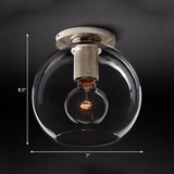 Modern Clear Glass Flush Mount Ceiling Light Fixture For Living Room In 3 Finishes