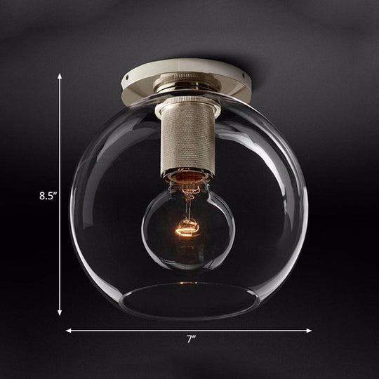 Modern Clear Glass Flush Mount Ceiling Light Fixture For Living Room In 3 Finishes