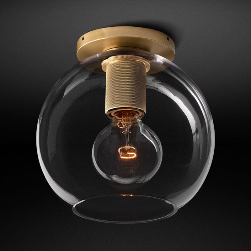Modern Clear Glass Flush Mount Ceiling Light Fixture For Living Room In 3 Finishes