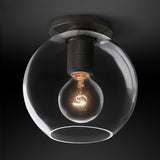 Modern Clear Glass Flush Mount Ceiling Light Fixture For Living Room In 3 Finishes