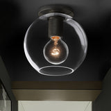 Modern Clear Glass Flush Mount Ceiling Light Fixture For Living Room In 3 Finishes