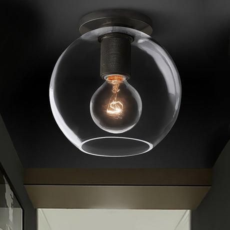 Modern Clear Glass Flush Mount Ceiling Light Fixture For Living Room In 3 Finishes